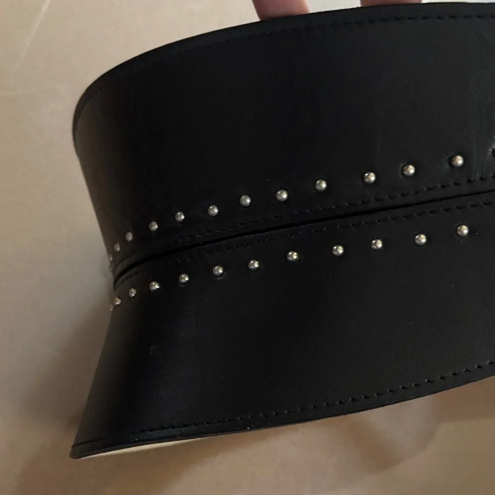 Streets Ahead Black Leather Belt with Silver Studs Small - Picture 8 of 14